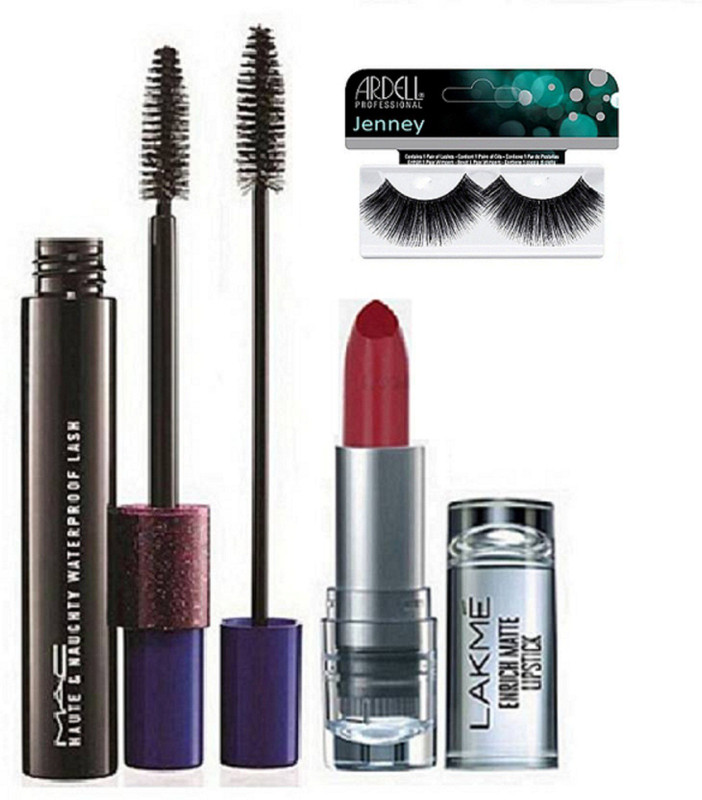 jenney Eyelashes & Dark Red Lipstick, Haute & Naughty Double Effect Mascara(3 Items in the set)
