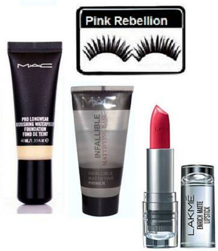 pink rebellion eyelashes and pro long wear foundation,infallible pirmer,enrich matte(5 Items in the set)