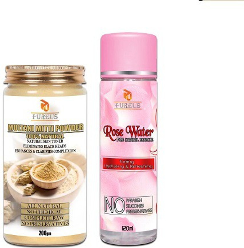 pureus MULTANI MITTI+ROSE WATER(2 Items in the set)