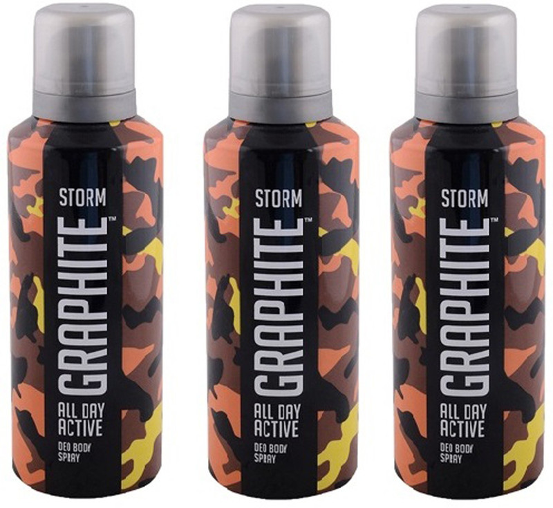 graphite Storm Pack of 3 Body Spray  -  For Men & Women(150 ml, Pack of 3)