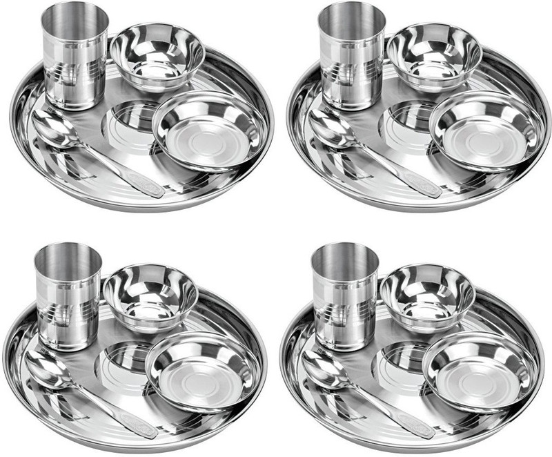 LIMETRO STEEL Pack of 20 Stainless Steel Sttainless Steel high Quality Heavy gauge 20 cs Dinner Set Dinner Set(Steel, Microwave Safe)