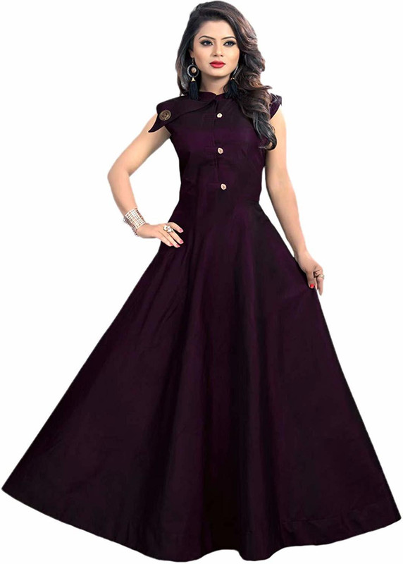 dharmi fashion Flared/A-line Gown(Purple)