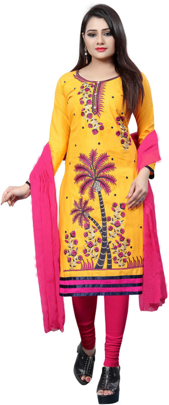 vetrokart Cotton Blend Embroidered Salwar Suit Material(Unstitched)