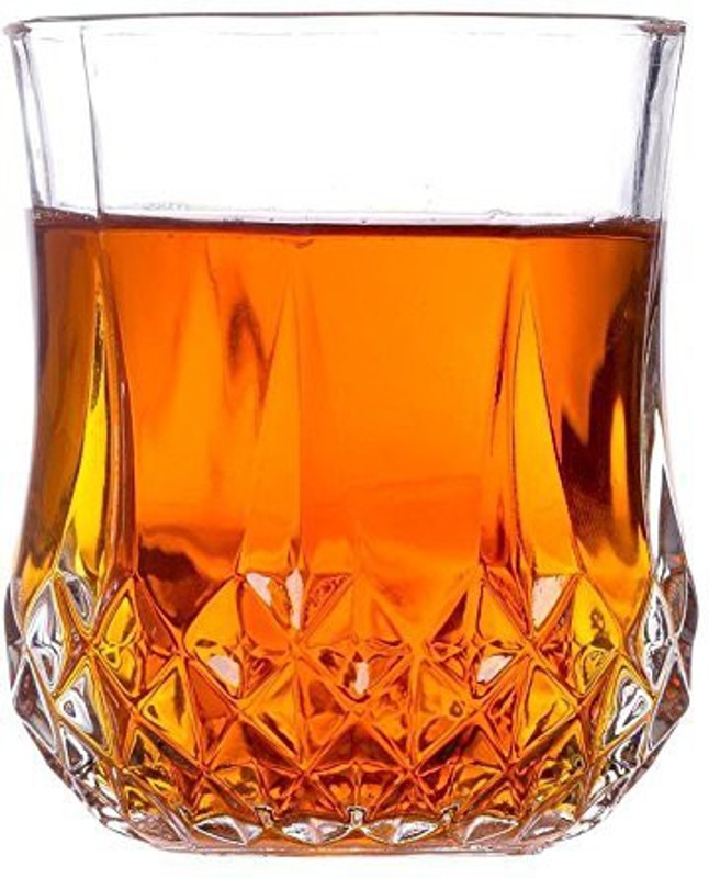 fancy craft Crystal Glass Heavy Base Round Whiskey Glasses, - Set of 6 Glass Set(Glass, 300 ml, Clear, Pack of 6)
