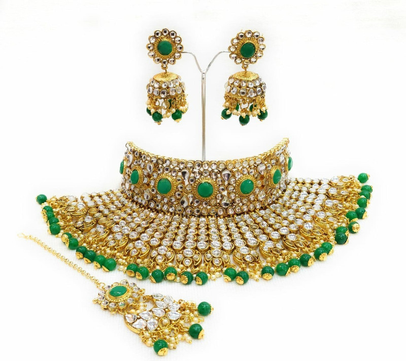 abdur raheem jewellers Stone Jewel Set(Green)
