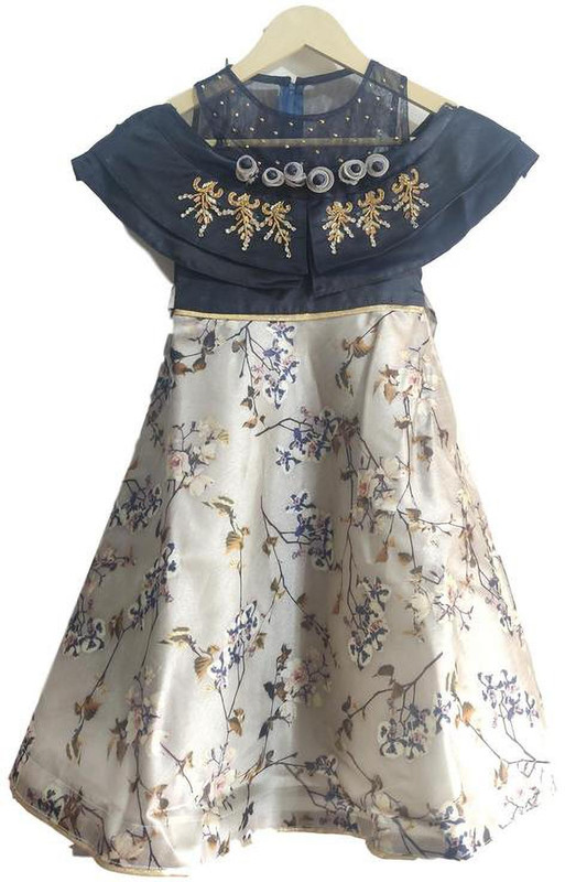 awan Girls Maxi/Full Length Festive/Wedding Dress(Dark Blue, Fashion Sleeve)