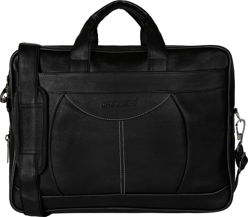 checkers 15 inch Expandable Laptop Messenger Bag(Black, Brown, Tan)