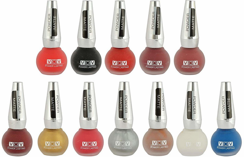 vov Power Lasting Matte Nail Polish, Multi-Colored, 8 ml (Pack of 12) Multicolor(Pack of 12)