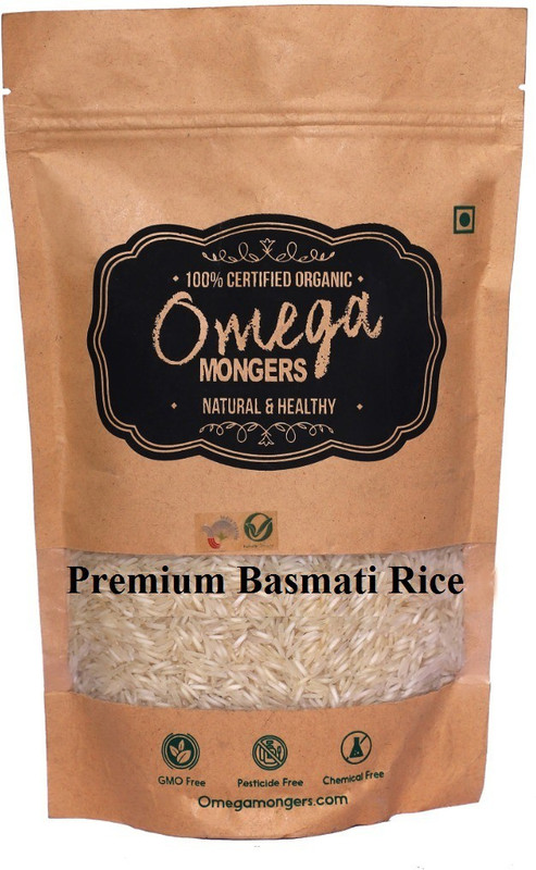 omega mongers Organic Premium Basmati Rice 1 kg Basmati Rice (Long Grain, Steam)(1 kg)