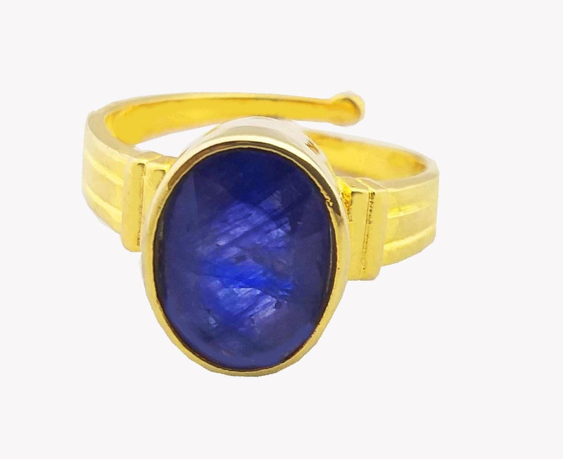 rs gemsexport RS GEMSEXPORT Certified BLUE Sapphire NEELAM 6.05 ratti Brass Sapphire Gold Plated Ring