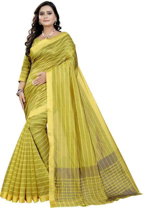 parth sarees Solid Fashion Dupion Silk Saree(Yellow)