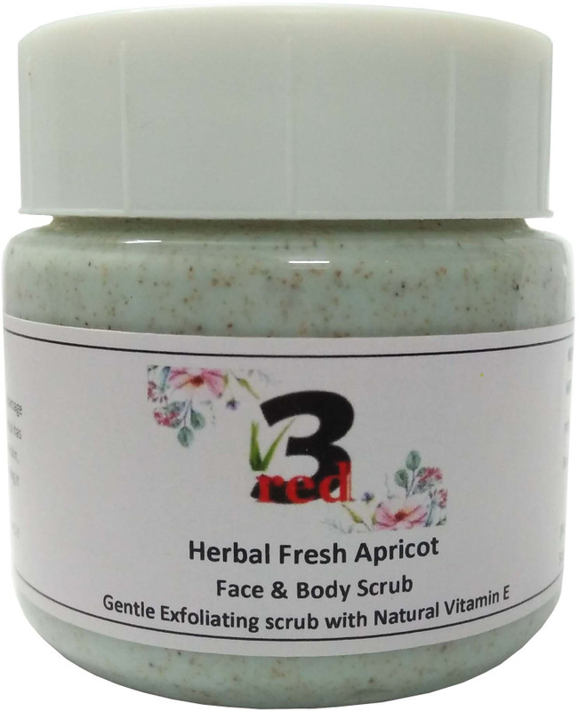 3red Herbal Fresh Apricot Face & Body Scrub Gentle Exfoliating scrub with Natural Vitamin E Scrub(150 ml)