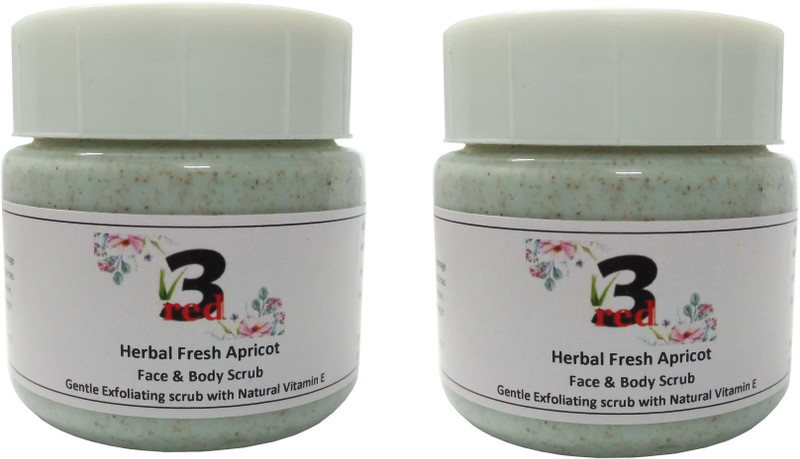 3red Herbal Fresh Apricot Face & Body Scrub Gentle Exfoliating scrub with Natural Vitamin E Scrub(300 ml)
