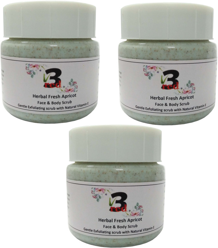 3red Herbal Fresh Apricot Face & Body Scrub Gentle Exfoliating scrub Scrub(450 ml)