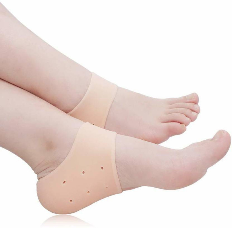 jofraking Silicone Gel Heel Pad Socks For Pain Relief, Dry, Hard or Cracked Heels. Heel Support(Brown)