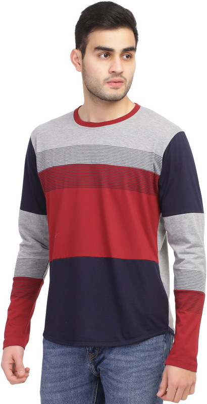 cool n comfort Color block Men Round Neck White, Gold T-Shirt
