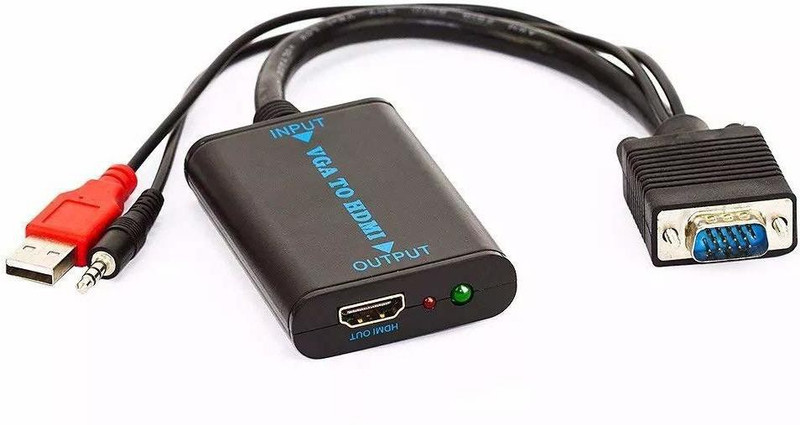 LipiWorld  TV-out Cable VGA Male to HDMI Female 1080P Full HD Video Adapter Converter with USB Power Cable and 3.5 mm Audio Jack for PC Laptop Display Computer Mac Projector(Black, For Computer)