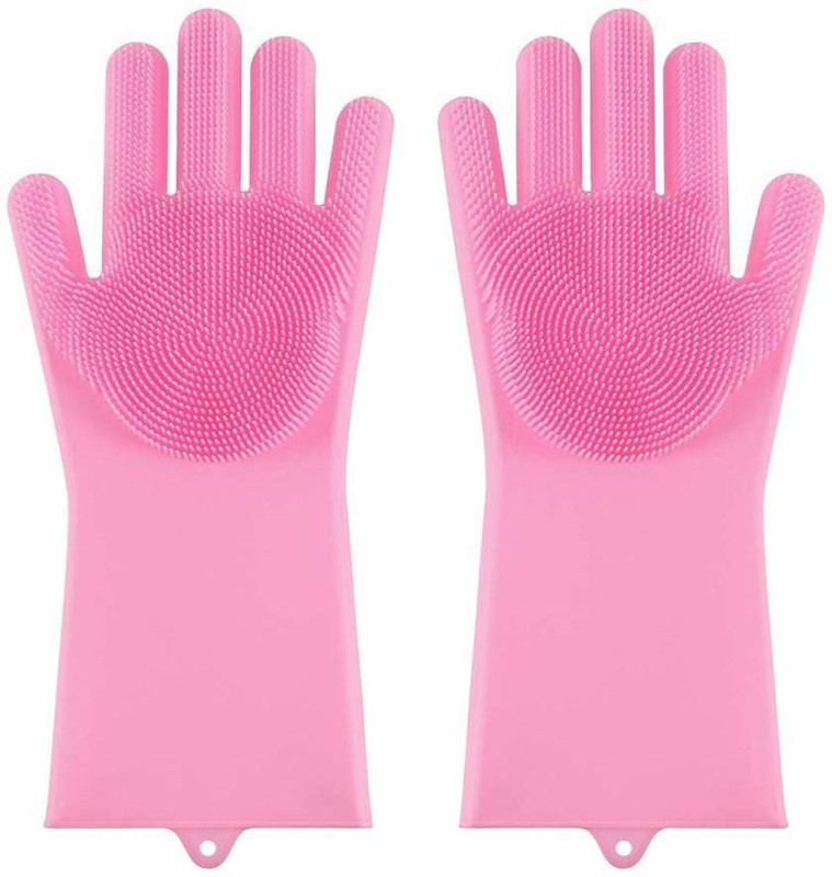 spiritual house Silicone hand gloves (Pack Of 1, Multicolour) Wet and Dry Disposable Glove Set(Free Size Pack of 2)