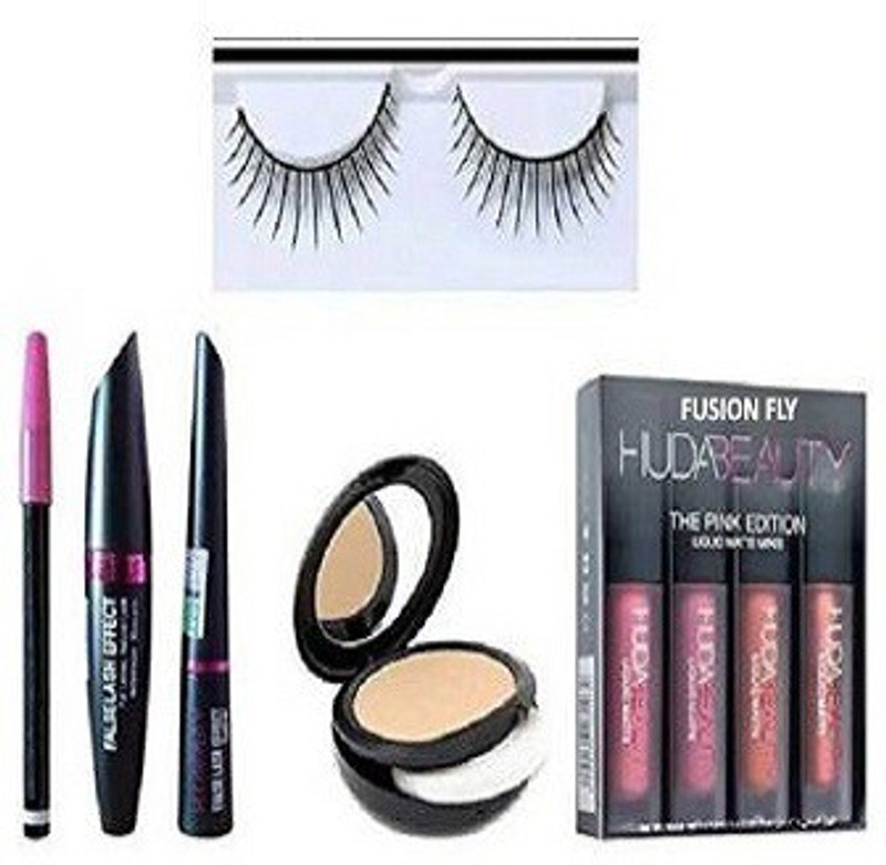 fusion fly lipstik set of 4, kajal, eyeliner, pencil & compact(Set of 6)