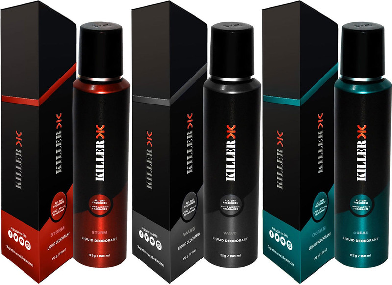KILLER Storm, ocean, wave (150ml Each) Deodorant Spray - For Men & Women (Pack of 3) Body Spray  -  For Men & Women(150 ml, Pack of 3)