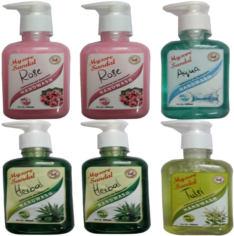 mysore 1 SANDAL TULSI HANDWASH Pump Dispenser(6 x 41.67 ml)