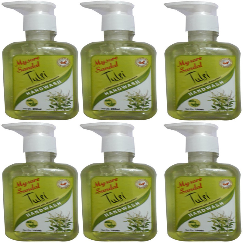 mysore 6 SANDAL TULSI HANDWASH (250ml) Pump Dispenser(6 x 41.67 ml)