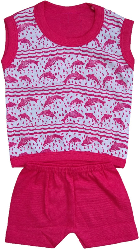 baby sikha Baby Boys & Baby Girls Casual T-shirt Pant(Pink)