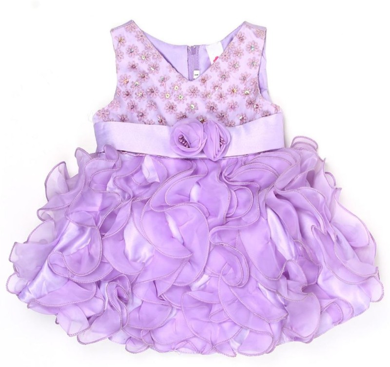 K.CO.89 Girls Midi/Knee Length Party Dress(Purple, Sleeveless)