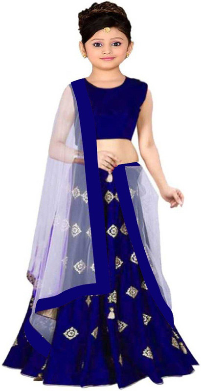 keyaan fashion Girls Lehenga Choli Western Wear Solid Lehenga, Choli and Dupatta Set(Multicolor, Pack of 3)