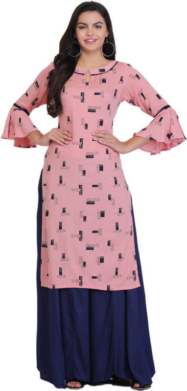 dezireroots Women Printed Straight Kurta(Pink)