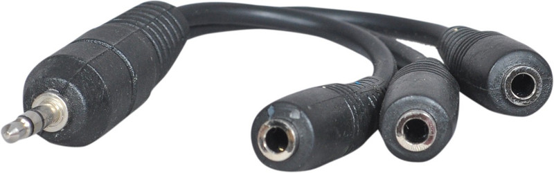 Crystonics TV-out Cable 3.5 mm Aux Male To Three 3.5 mm Aux Female Audio Stereo Earphone Headphone Splitter(Black, For Mobile, 0.2 m)