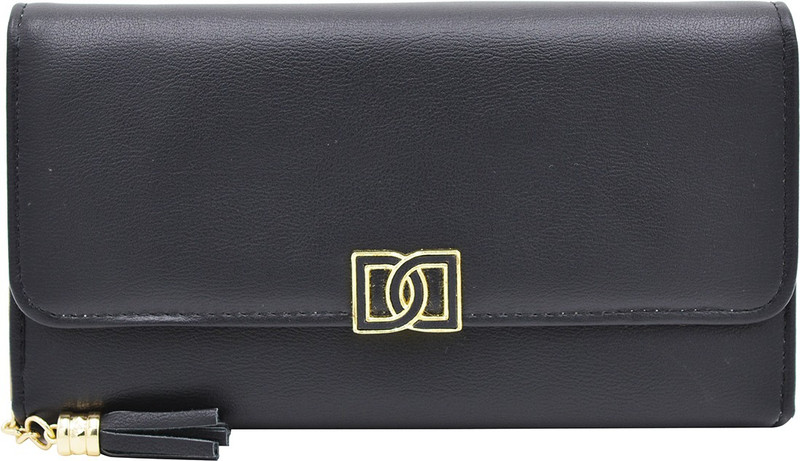 minaar Women Black Artificial Leather Wrist Wallet(5 Card Slots)