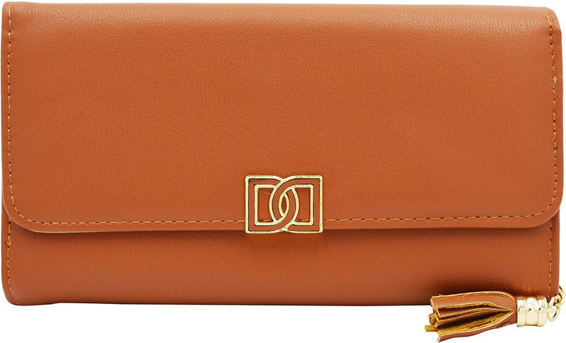 minaar Women Tan Artificial Leather Wrist Wallet(5 Card Slots)