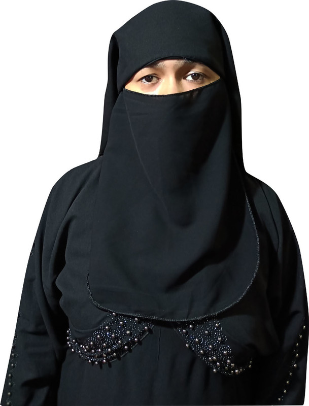 ZS cap house Black Naqab Polyester Abaya With Hijab(Black)