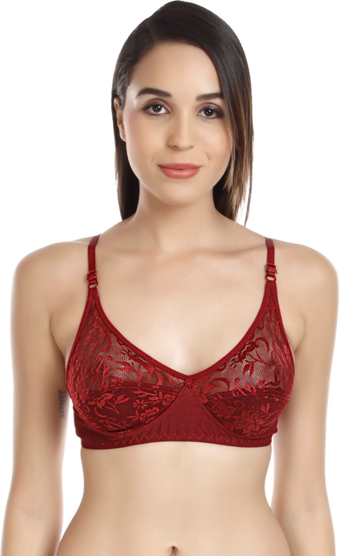 indiandeal Power Net Women, Girls Cage Bra Non Padded Bra(Maroon)
