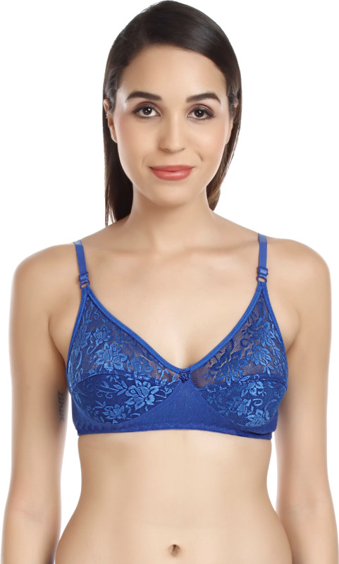 indiandeal Power Net Women, Girls Cage Bra Heavily Padded Bra(Dark Blue)
