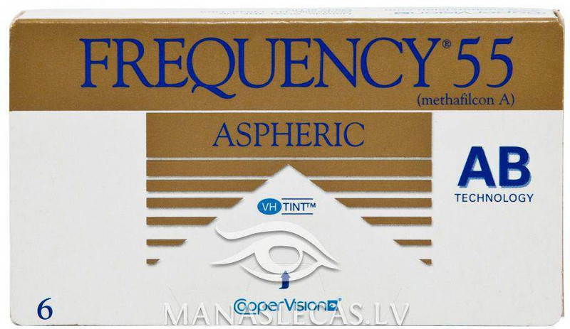 CooperVision Frequency 55 Aspheric With Affable Contact Lens Case, Monthly(-6.00, Colored Contact Lenses, Pack of 6)