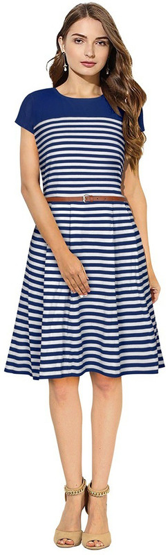 stylee Women Skater Blue Dress