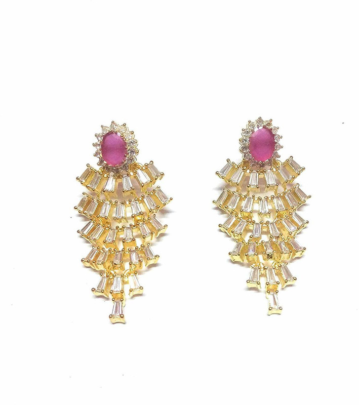 kanojia collections EAR16 Ruby Alloy Drops & Danglers