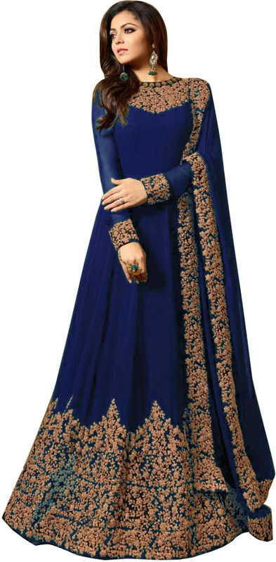 aadhiya impex Faux Georgette Embroidered Salwar Suit Material(Unstitched)