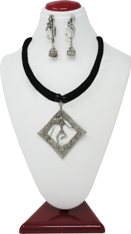 ranjita fashion Oxidised Silver Jewel Set(Silver, Black)