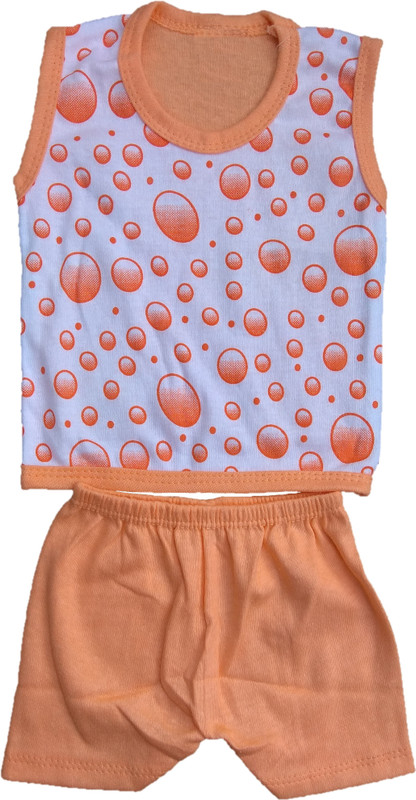 baby sikha Boys & Girls Casual T-shirt Pant(Orange)