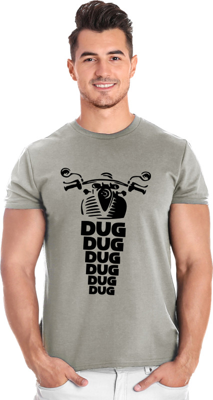 covozo Printed Men Round Neck Grey T-Shirt