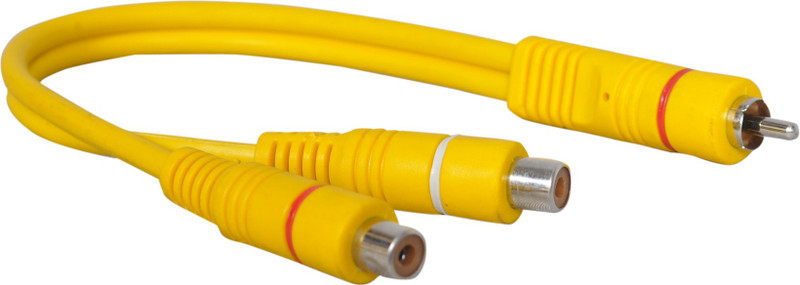 Crystonics TV-out Cable 2 RCA female to 1 RCA male joiner cable Stereo Audio Cable(Yellow, For TV, 0.2 m)