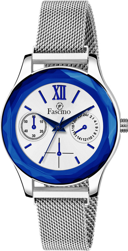 fascino FCW-2799 SL ROUND SILVER WATCH WITH SILVER DIAL, MEGNET CHAIN BELT Analog Watch  - For Women