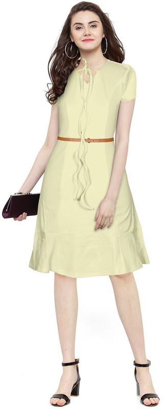 paras creation Women Skater Beige Dress