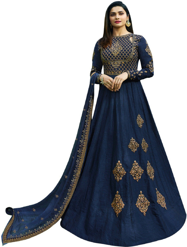 aadhiya impex Silk Embroidered Salwar Suit Material(Semi Stitched)