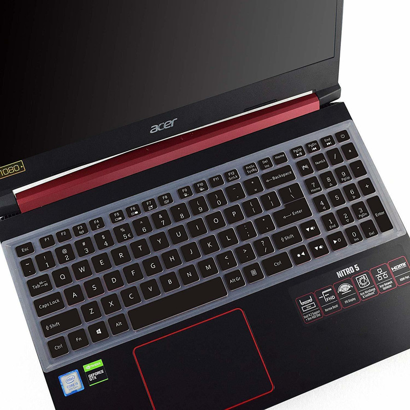 Saco Clear Keyboard Silicon Protector Ultra Thin Cover Clear Keyboard Silicon Protector Ultra Thin Cover for 15.6" Acer Nitro 5 AN515-54-54W2, AN515-54-51M5,17.3" Acer Nitro 5 AN517-51,AN715-51 Gaming Laptop Keyboard Skin(Black)
