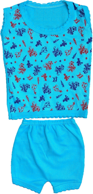 baby sikha Boys & Girls Casual T-shirt Pant(Light Blue)