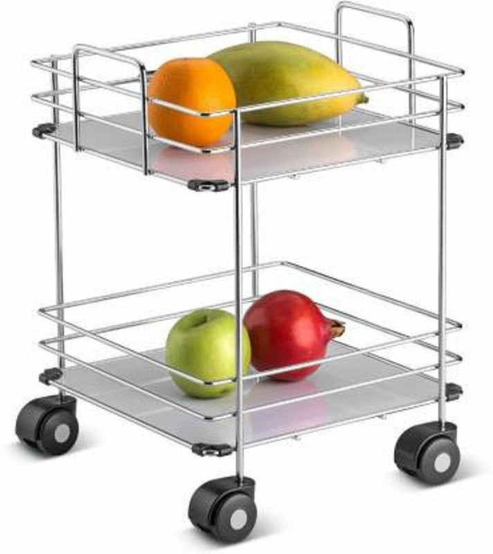 4tens 2 Layer Modular Vegetable Fruit Storage Trolley For Kitchen Stainless Steel Kitchen Trolley
